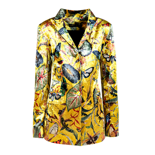 Blazer Velvet Yellow Butterfly