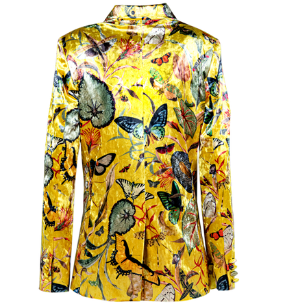 Blazer Velvet Yellow Butterfly