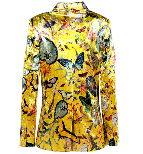 Blazer Velvet Yellow Butterfly