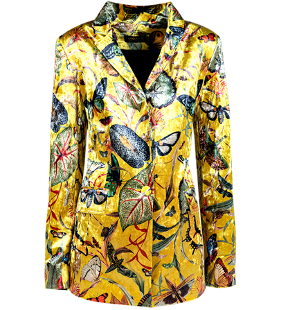 Blazer Velvet Yellow Butterfly