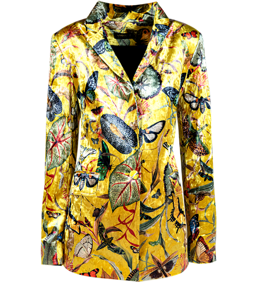 Blazer Velvet Yellow Butterfly