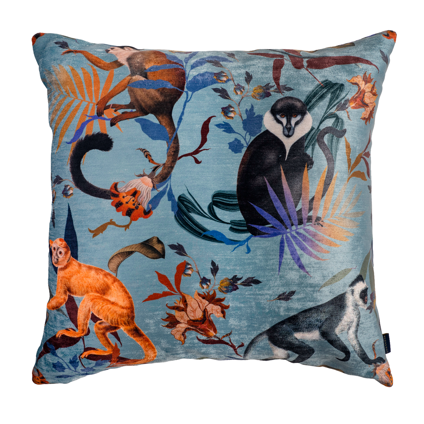 Cojin Blue Monkeys Velvet