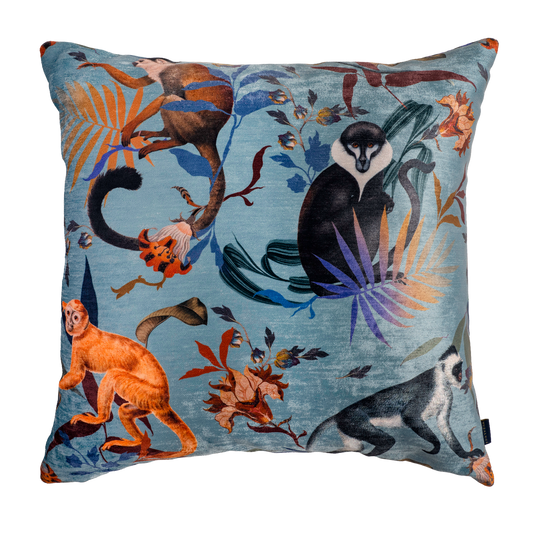 Cojin Blue Monkeys Velvet