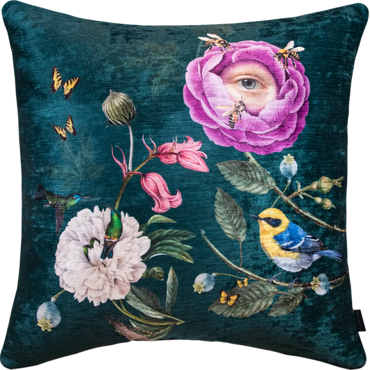 Cojin Pollen Melody Green Bees Velvet