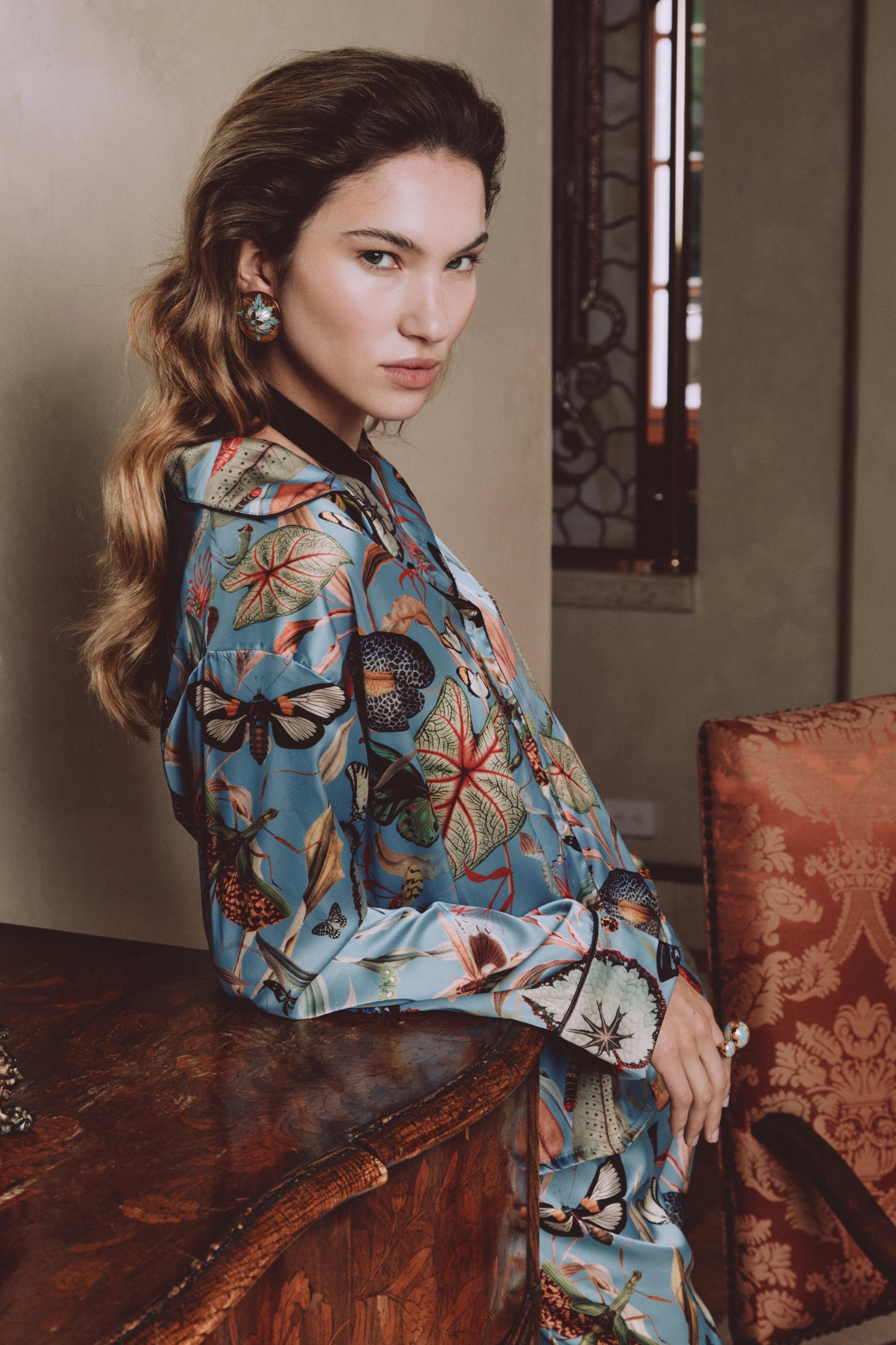 Pijama Long Set Aqua Butterfly