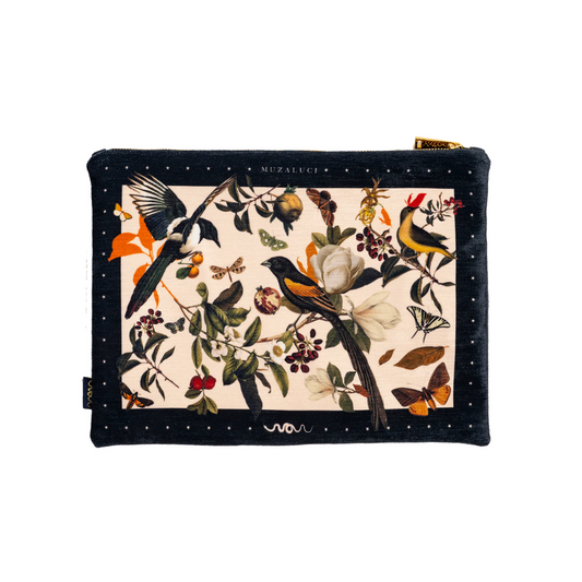 Black Retro Birds Hand Bag
