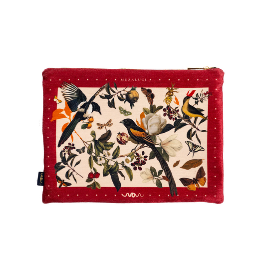 Red Retro Birds Hand Bag