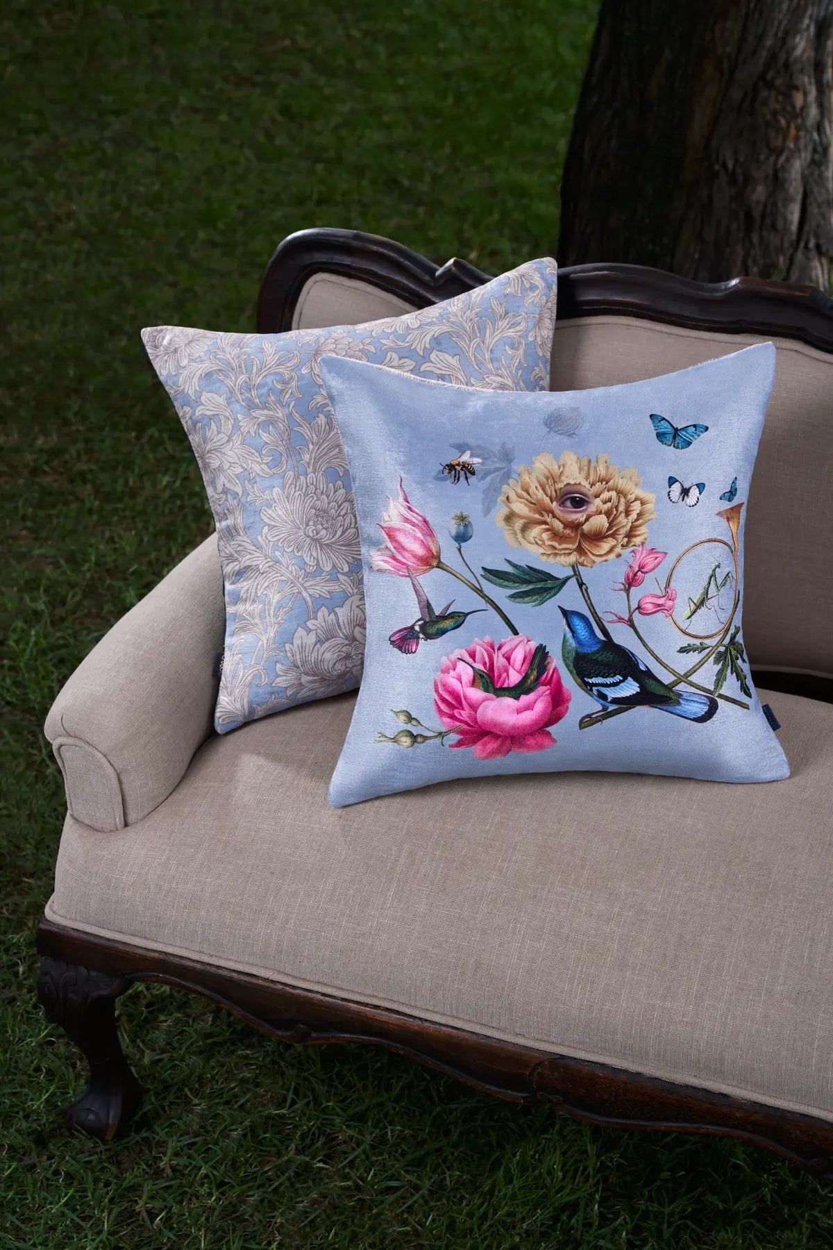 Cojin Pollen Melody Blue Mantis Velvet