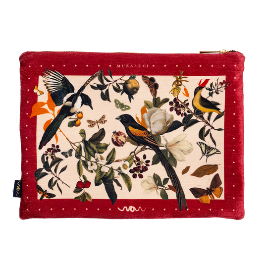 Red Retro Birds Hand Bag