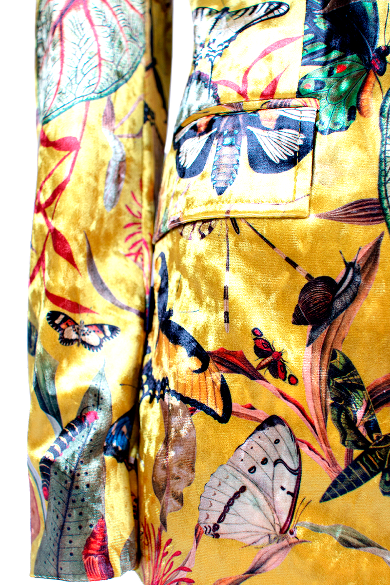 Blazer Velvet Yellow Butterfly