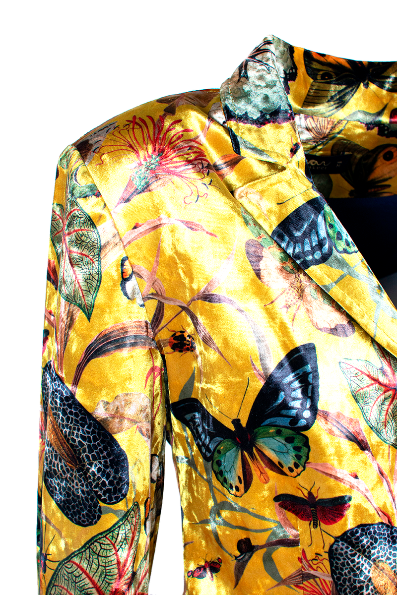Blazer Velvet Yellow Butterfly